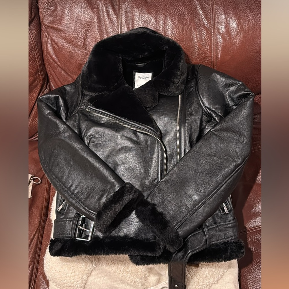 Black Leather Jacket with Fur Lining
